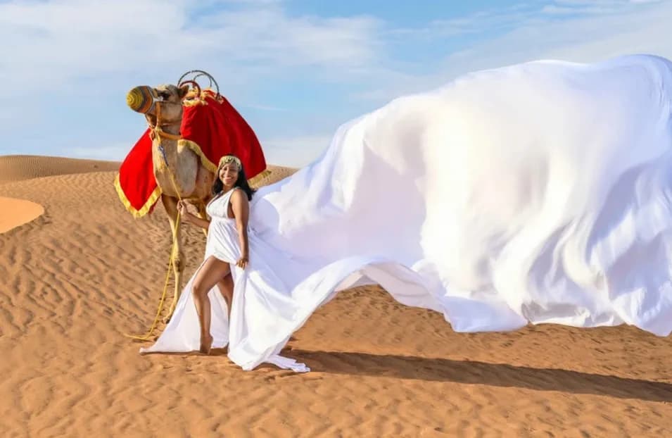 Dubai Desert Flying Dress Videography Tour - Image 5